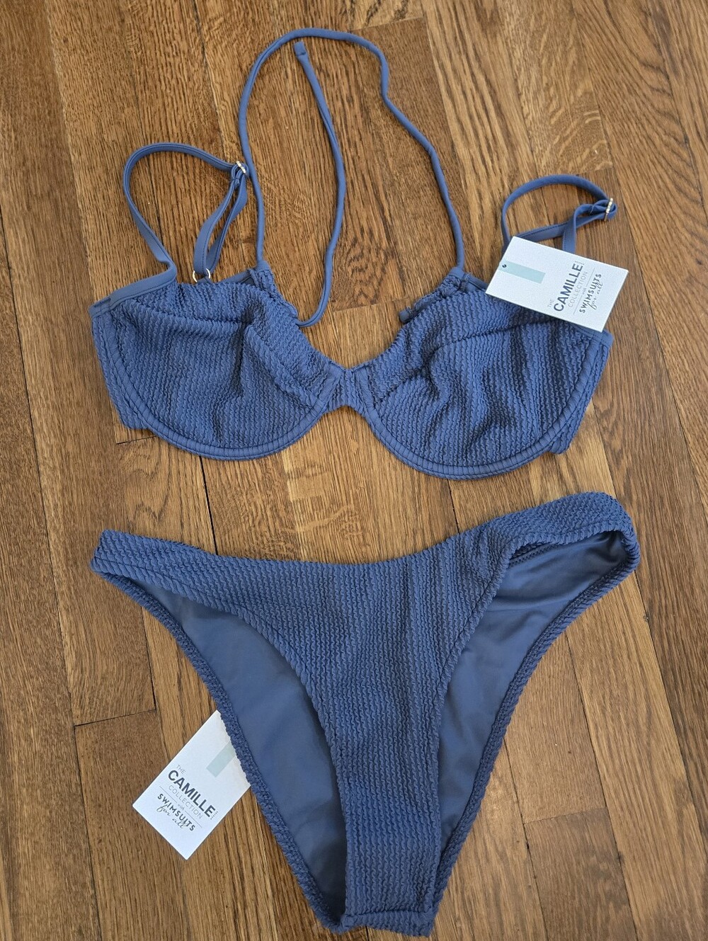 Camille Kostek For Swimsuits For All Julia Bikini Sz M Blue NWT